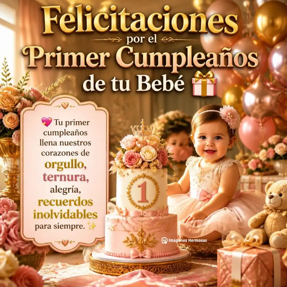 Feliz Cumpleaños Bebé 1 Año Niño