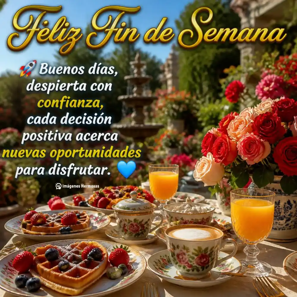 Hermoso Feliz Fin De Semana Con Buenos Días Y Muchas Bendiciones
