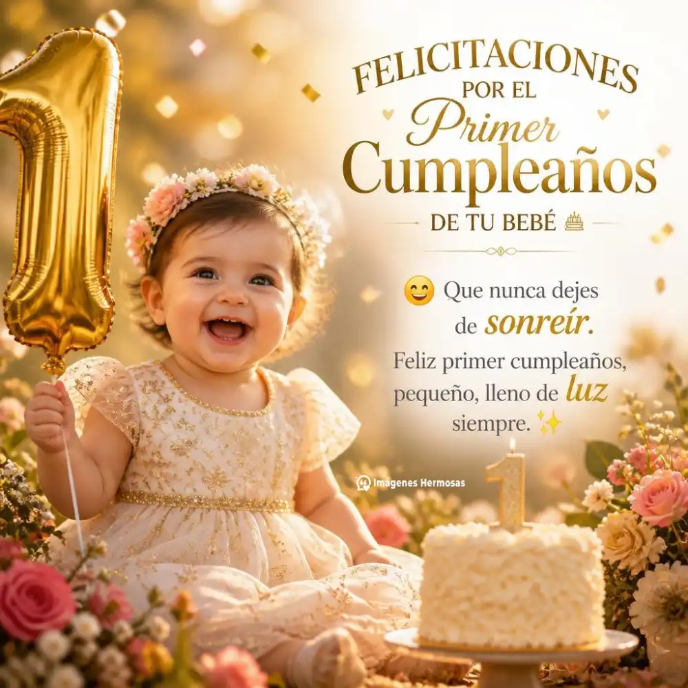 Niña Feliz Primer Añito Princesa Frases
